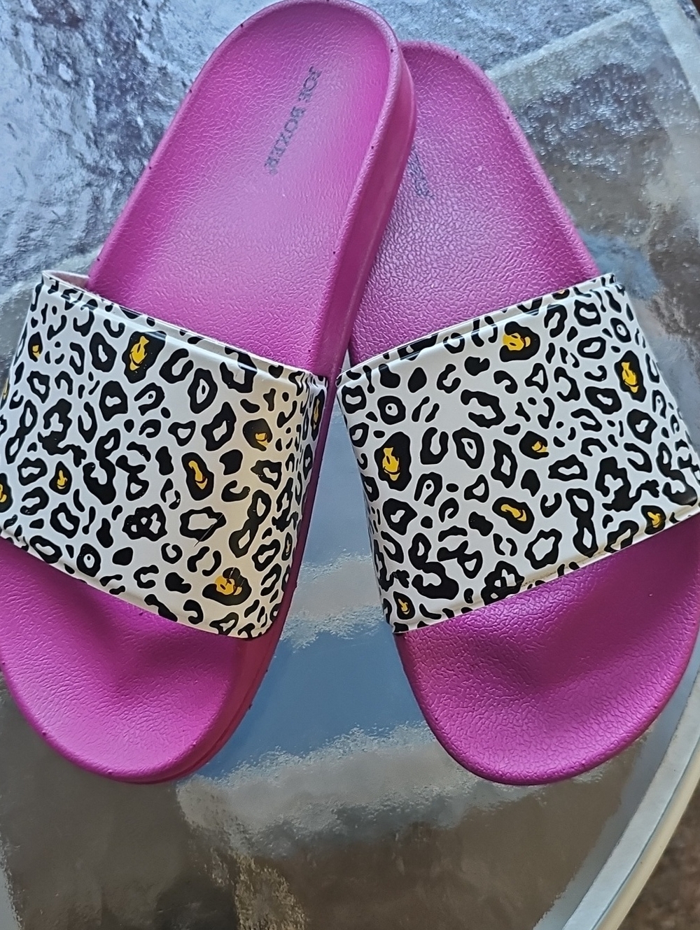 Bright Pink Leopard Print Slide Sandals By Joe Boxer